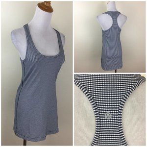 LULULEMON Athletica White Blue Gingham Fabric Racerback Tank Top